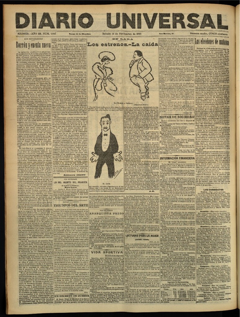 Miniatura de Diario Universal del 11 de noviembre de 1905, edición de tarde