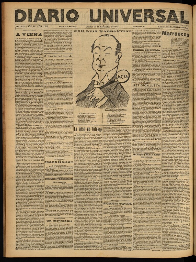 Miniatura de Diario Universal del 14 de noviembre de 1905, edición de noche