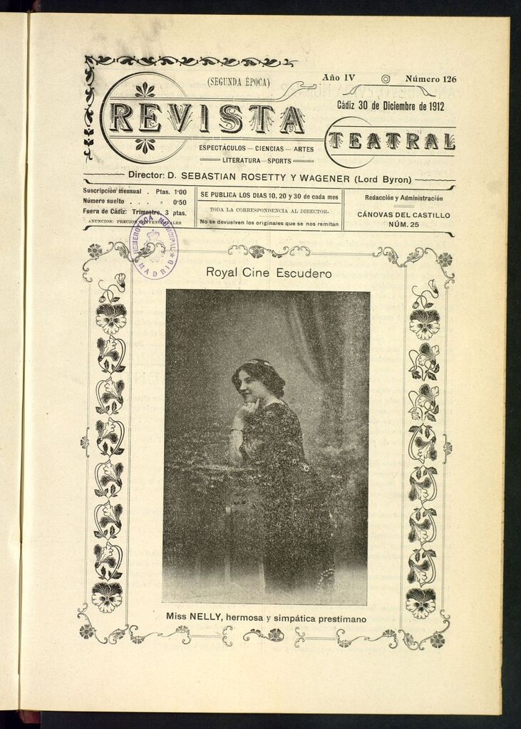 Miniatura de Revista Teatral, Literaria, Científica, de Bellas Artes y Espectáculos. Segunda época. Nº 126