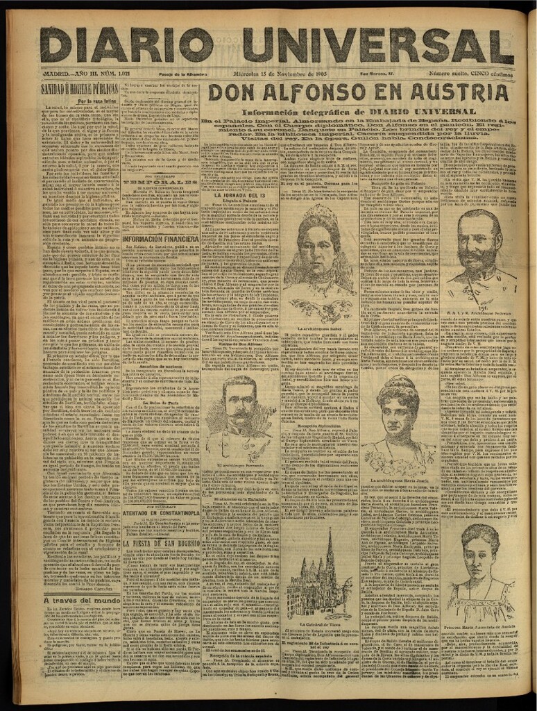 Miniatura de Diario Universal del 15 de noviembre de 1905, edición de tarde