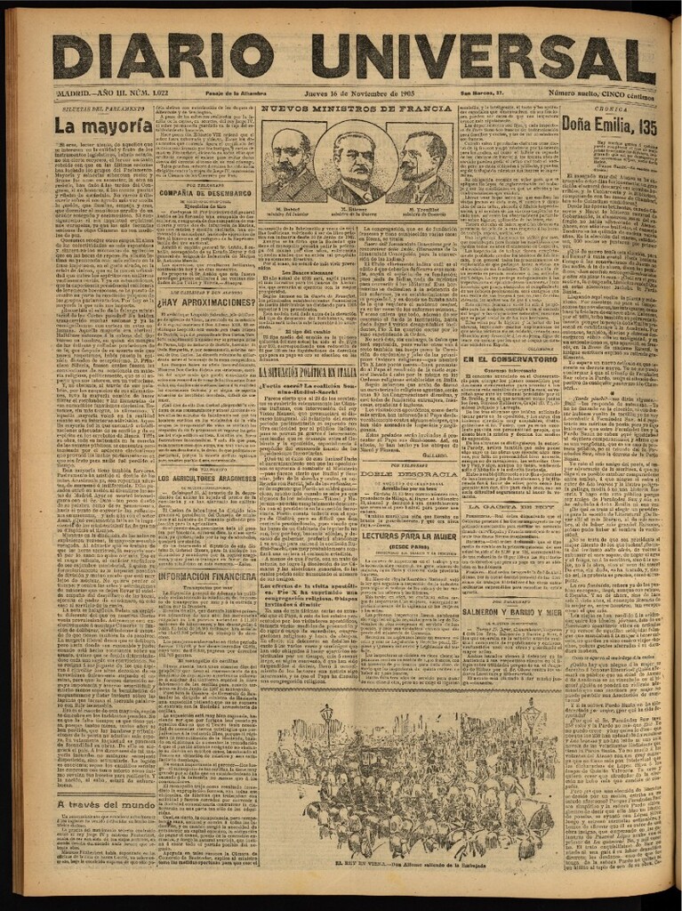 Miniatura de Diario Universal del 16 de noviembre de 1905, edición de noche