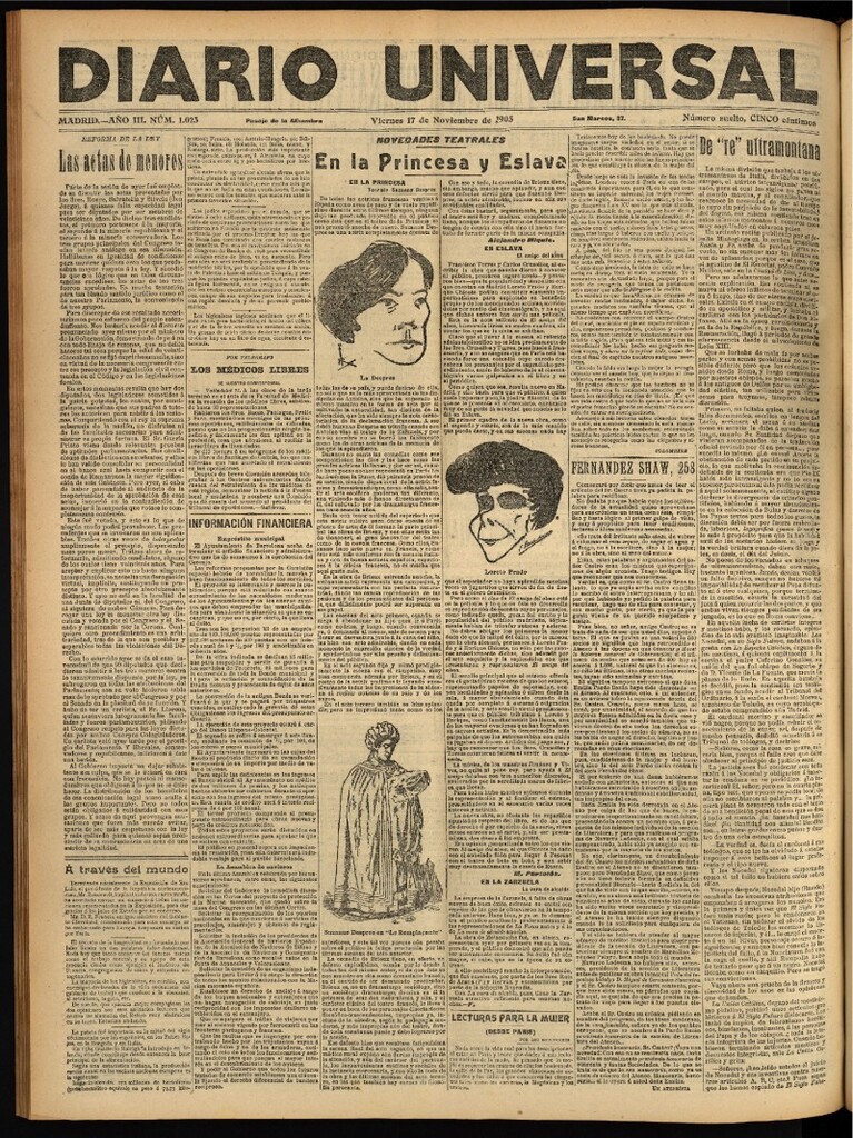 Miniatura de Diario Universal del 17 de noviembre de 1905, edición de noche