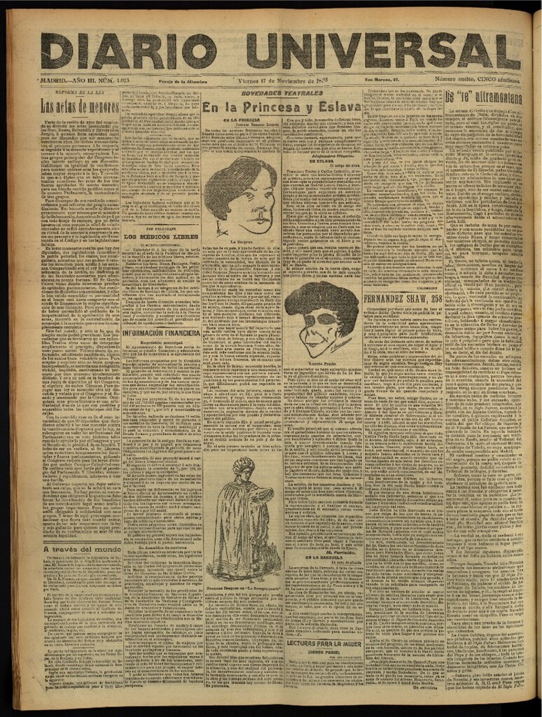 Miniatura de Diario Universal del 17 de noviembre de 1905, edición de tarde