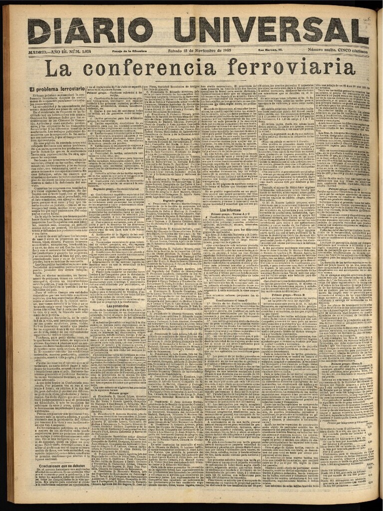 Miniatura de Diario Universal del 18 de noviembre de 1905, edición de noche