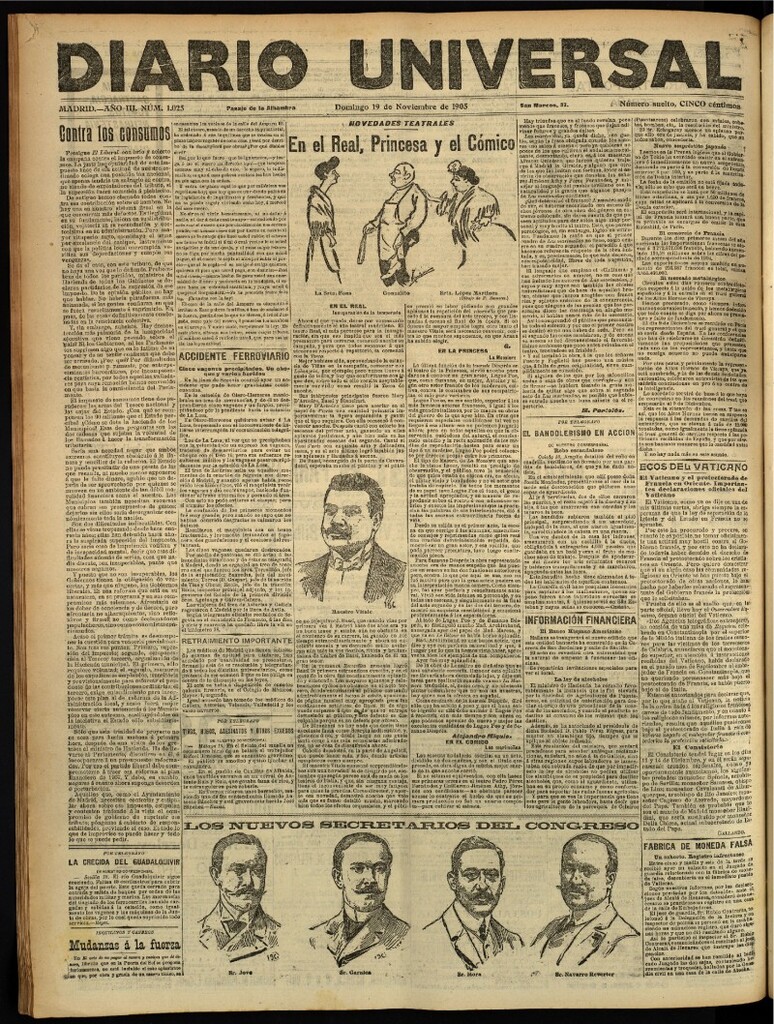 Miniatura de Diario Universal del 19 de noviembre de 1905, edición de tarde