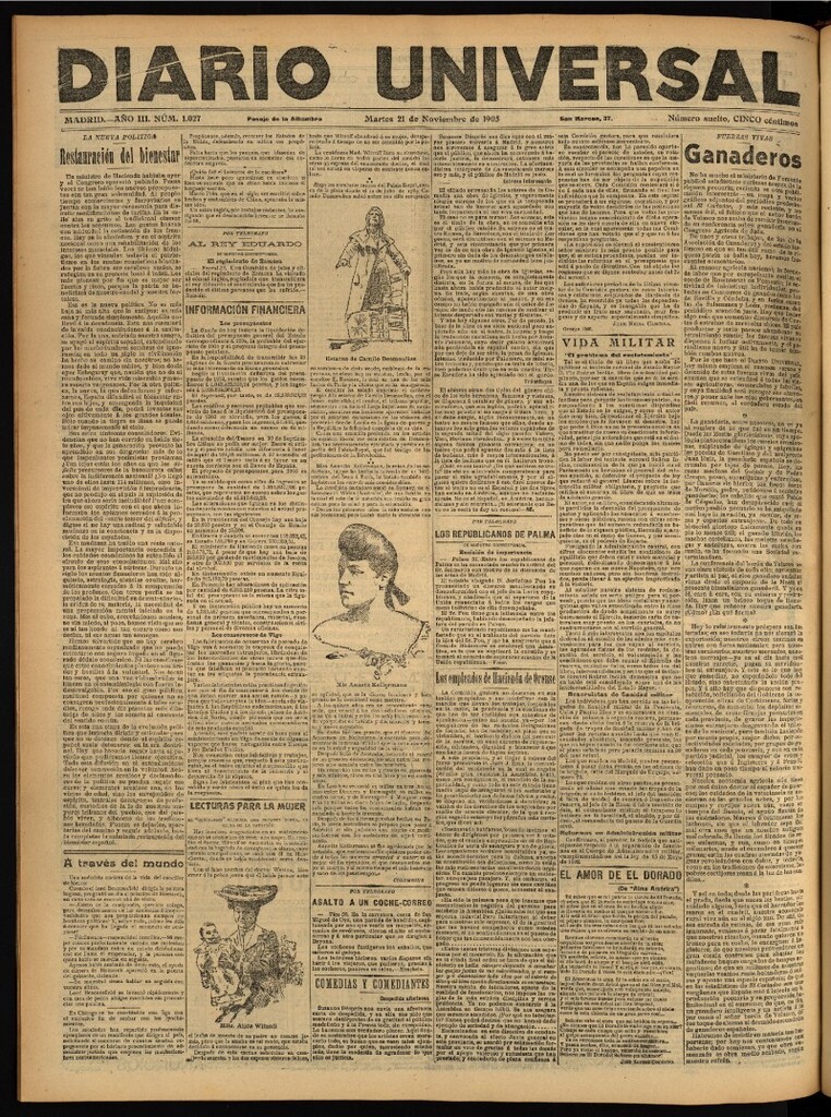 Miniatura de Diario Universal del 21 de noviembre de 1905, edición de noche