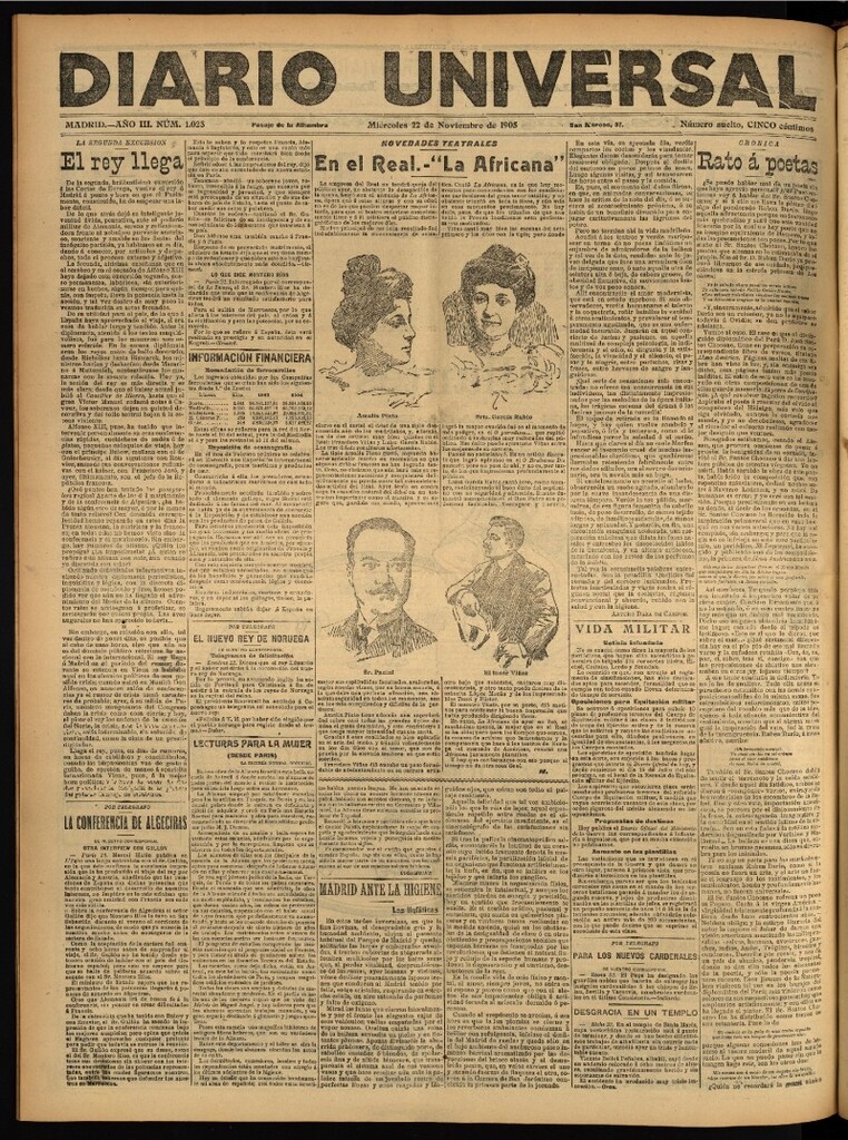 Miniatura de Diario Universal del 22 de noviembre de 1905, edición de noche