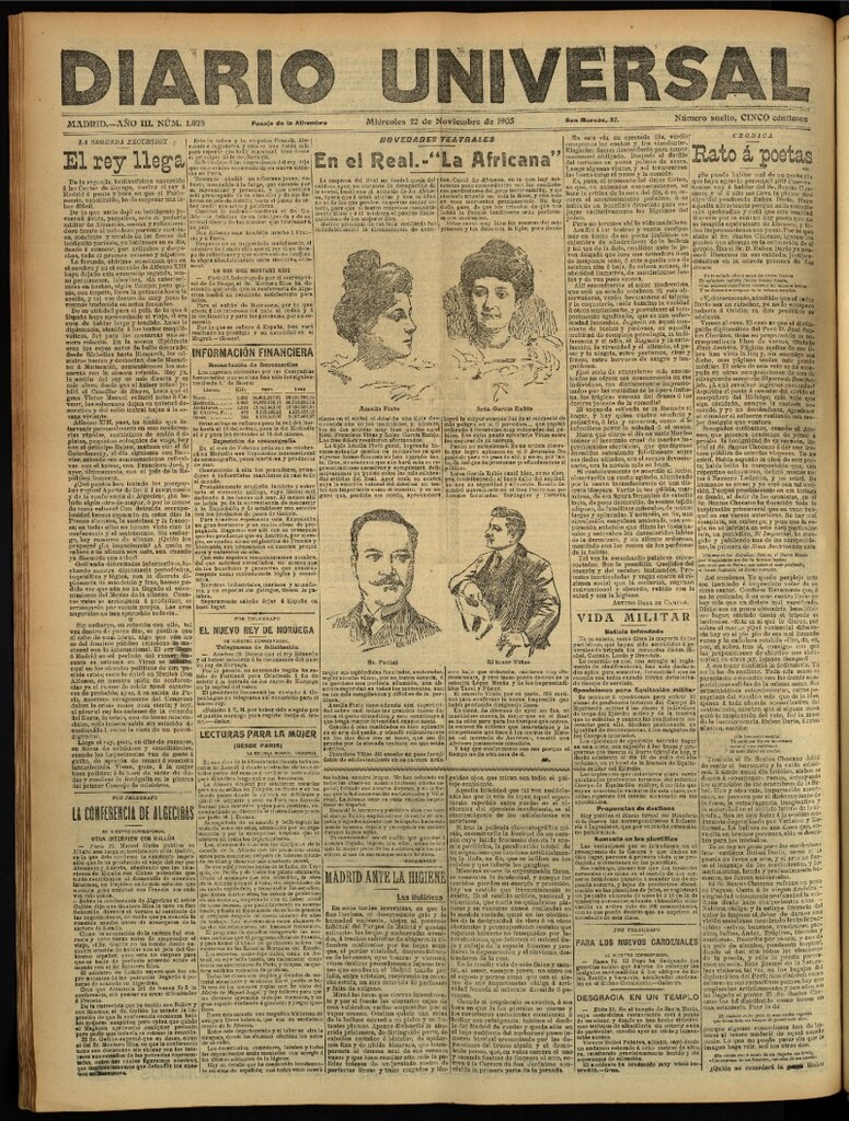 Miniatura de Diario Universal del 22 de noviembre de 1905, edición de tarde