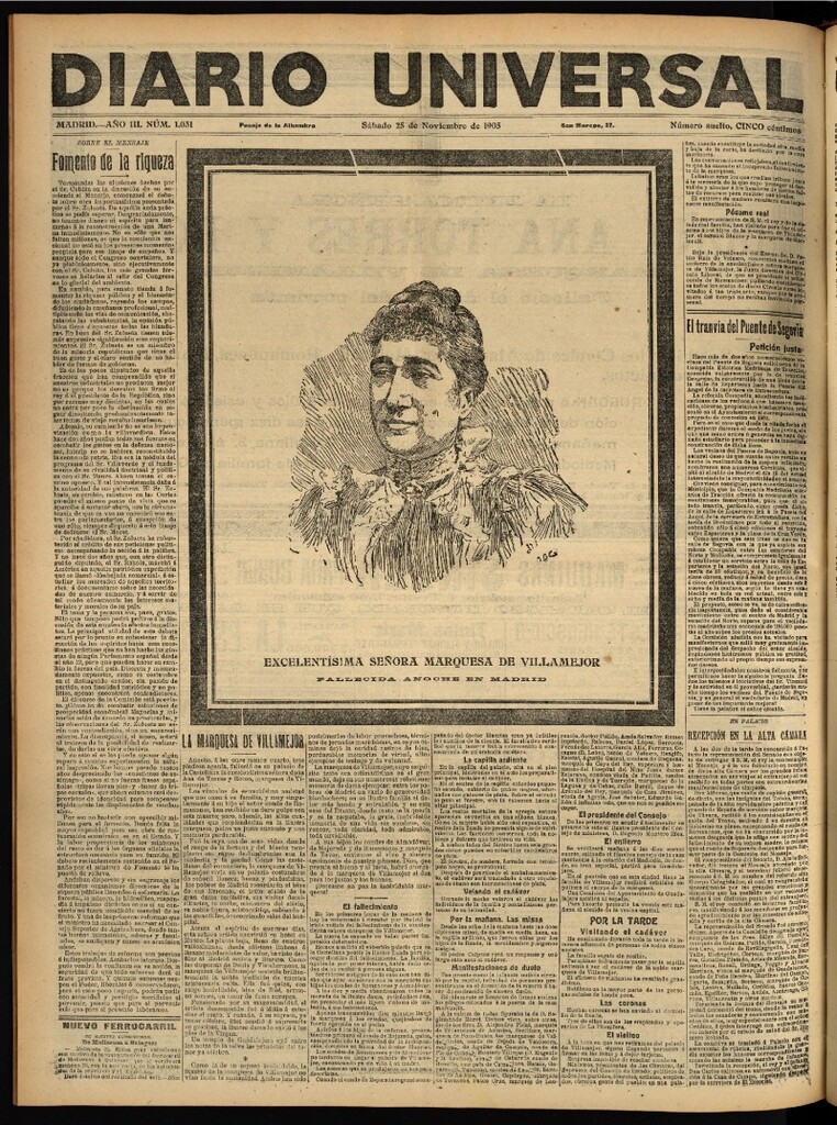 Miniatura de Diario Universal del 25 de noviembre de 1905, edición de noche