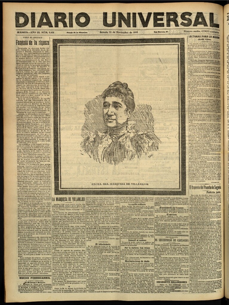 Miniatura de Diario Universal del 25 de noviembre de 1905, edición de tarde