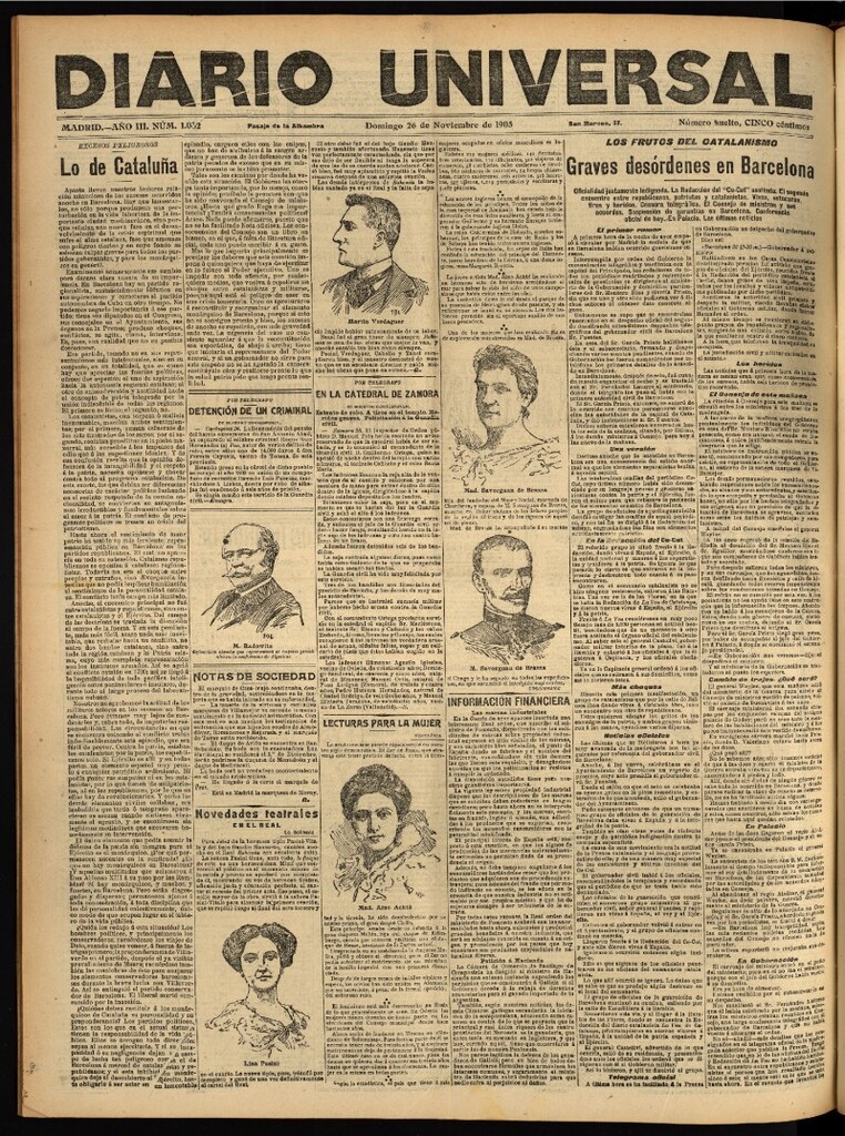 Miniatura de Diario Universal del 26 de noviembre de 1905, edición de noche