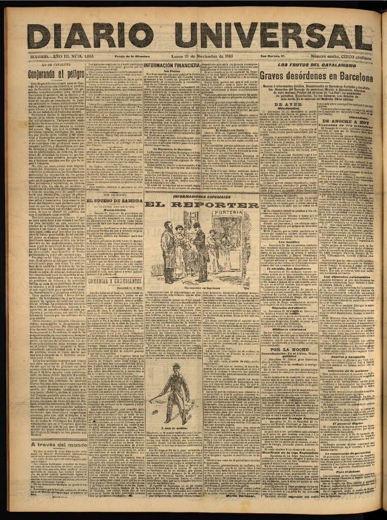 Miniatura de Diario Universal del 27 de noviembre de 1905, edición de noche