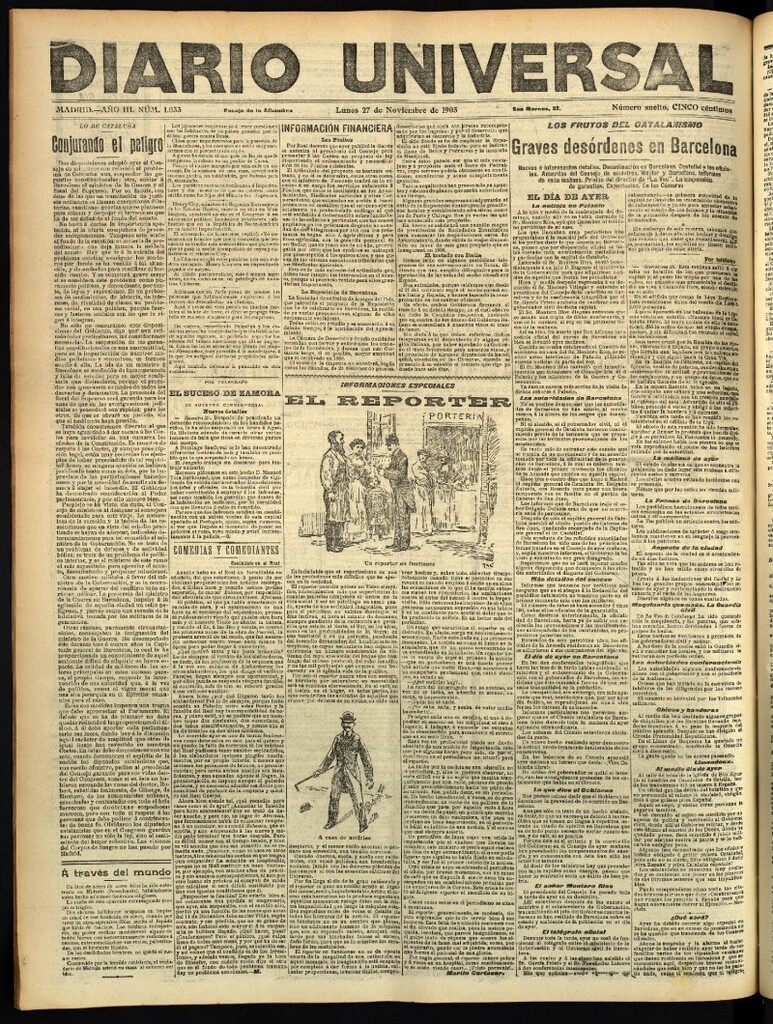 Miniatura de Diario Universal del 27 de noviembre de 1905, edición de tarde