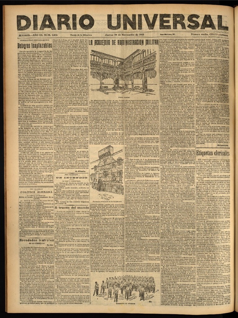 Miniatura de Diario Universal del 30 de noviembre de 1905, edición de noche