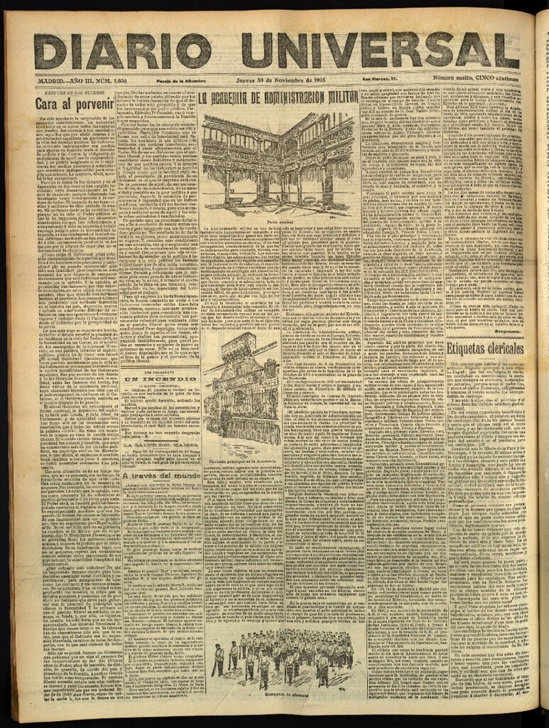 Miniatura de Diario Universal del 30 de noviembre de 1905, edición de tarde
