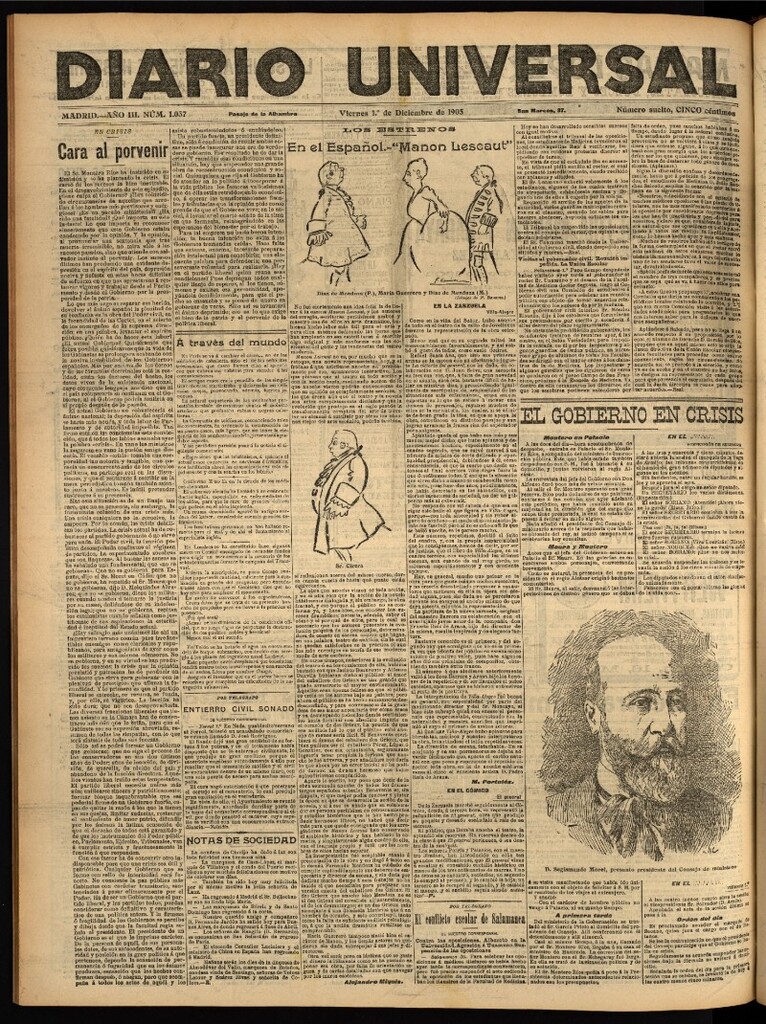 Miniatura de Diario Universal del 1 de diciembre de 1905, edición de noche