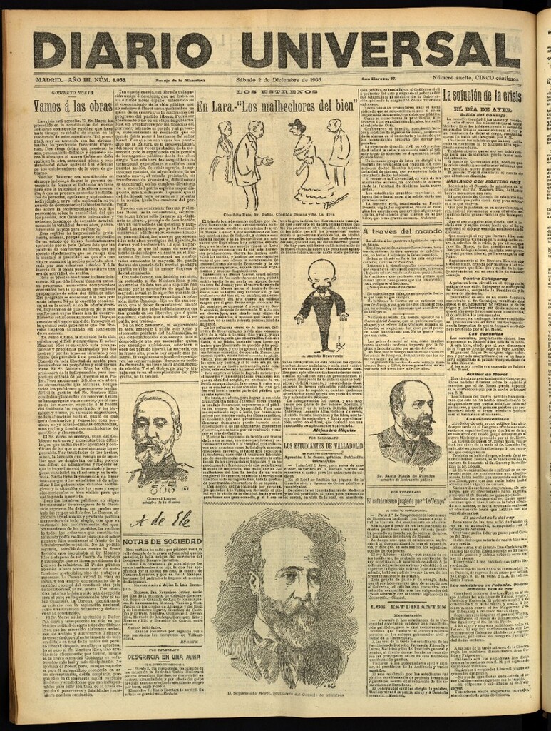 Miniatura de Diario Universal del 2 de diciembre de 1905, edición de tarde