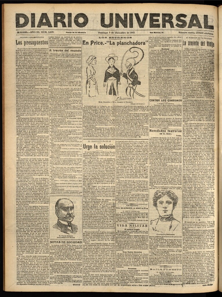 Miniatura de Diario Universal del 3 de diciembre de 1905, edición de noche