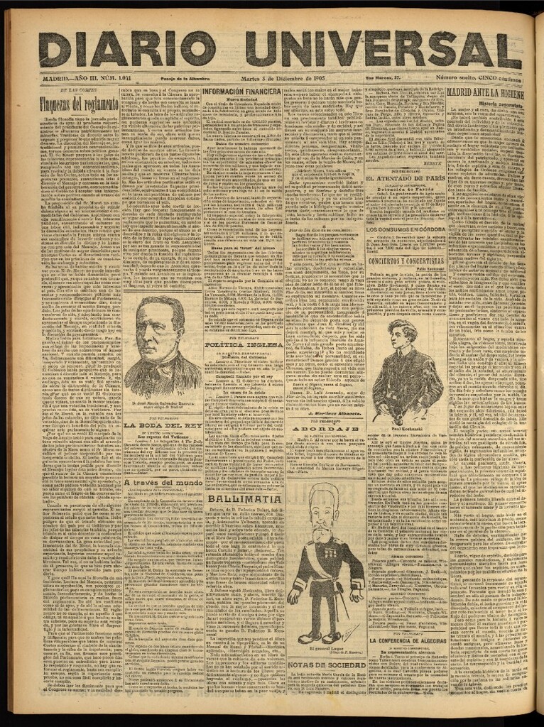 Miniatura de Diario Universal del 5 de diciembre de 1905, edición de noche
