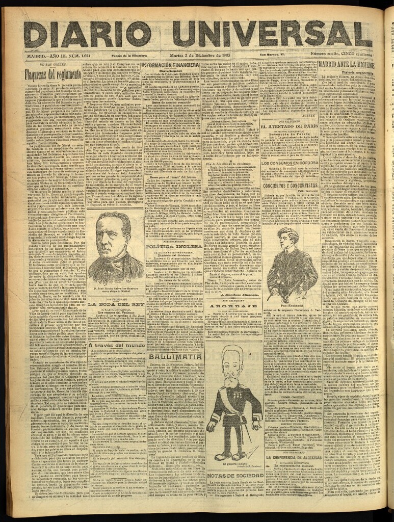 Miniatura de Diario Universal del 5 de diciembre de 1905, edición de tarde