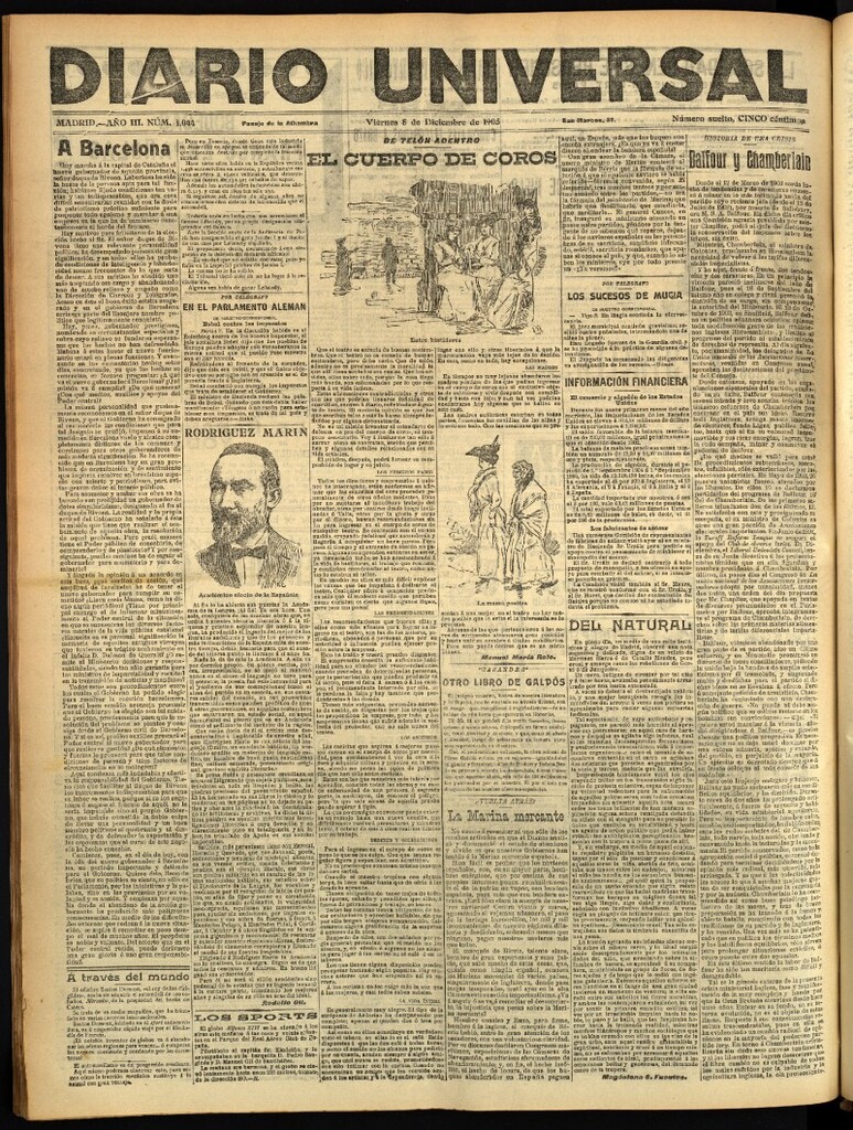 Miniatura de Diario Universal del 8 de diciembre de 1905, edición de tarde