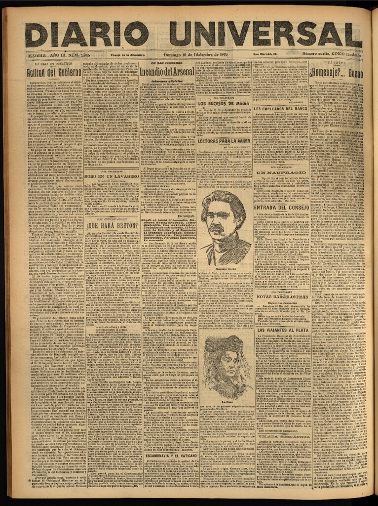 Miniatura de Diario Universal del 10 de diciembre de 1905, edición de noche