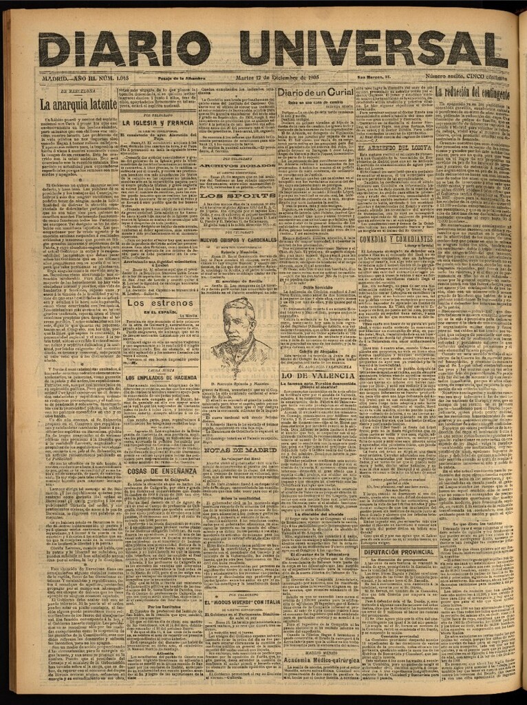 Miniatura de Diario Universal del 12 de diciembre de 1905, edición de noche