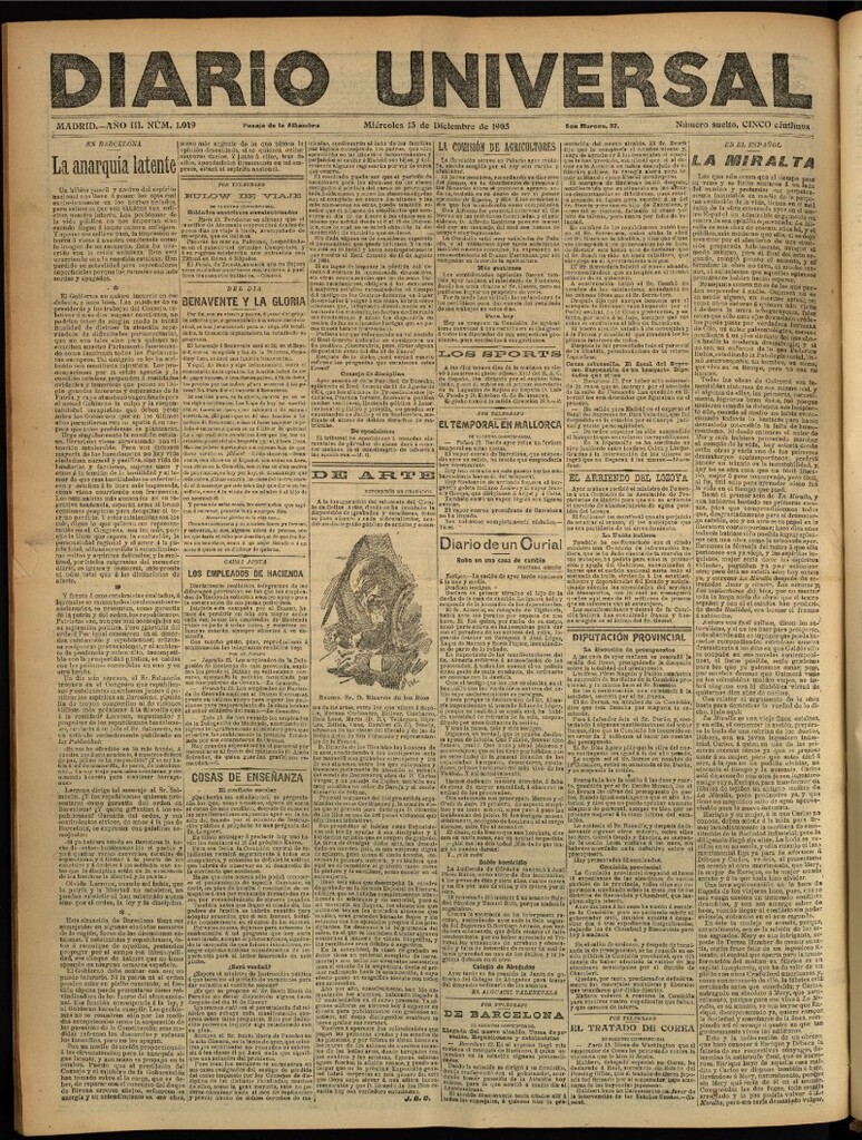 Miniatura de Diario Universal del 13 de diciembre de 1905, edición de tarde