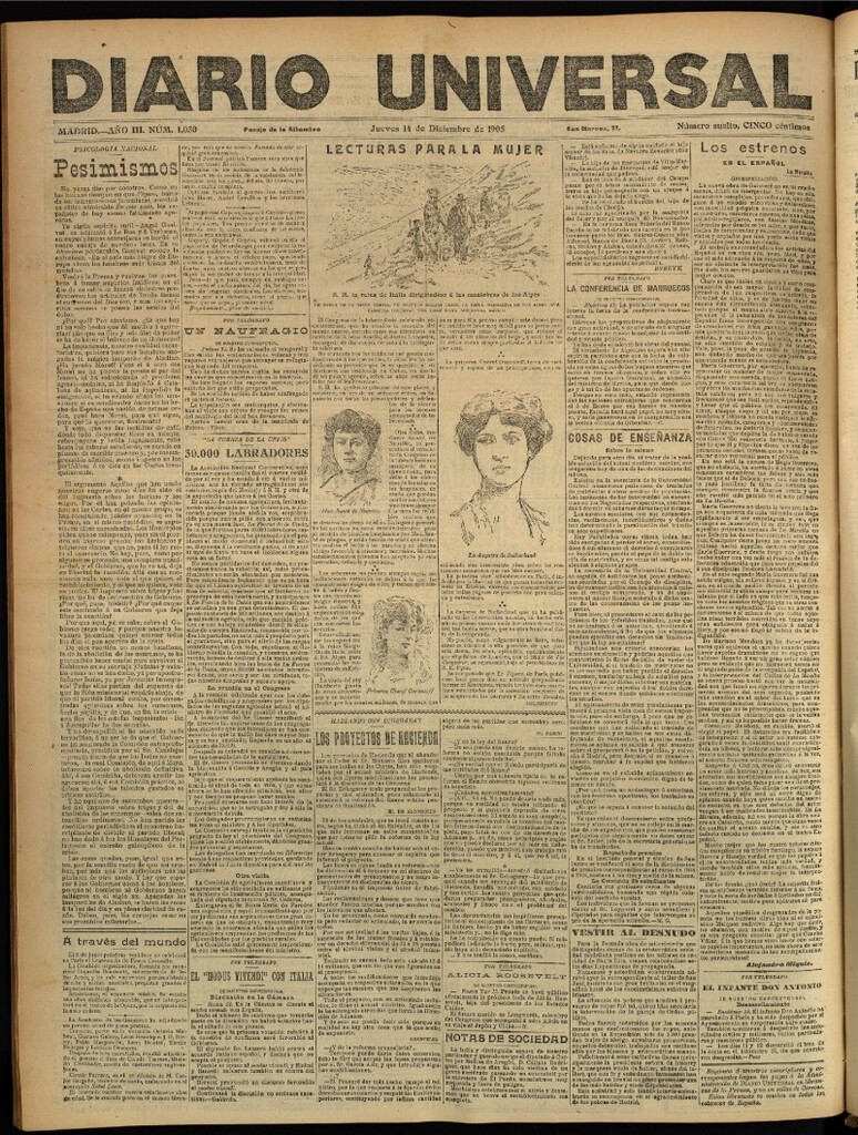 Miniatura de Diario Universal del 14 de diciembre de 1905, edición de tarde