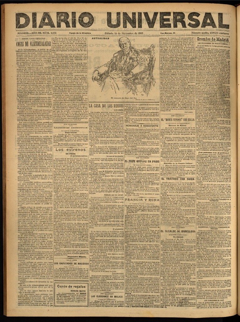 Miniatura de Diario Universal del 16 de diciembre de 1905, edición de noche