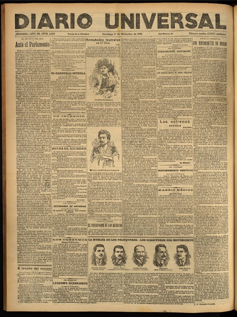 Miniatura de Diario Universal del 17 de diciembre de 1905, edición de noche