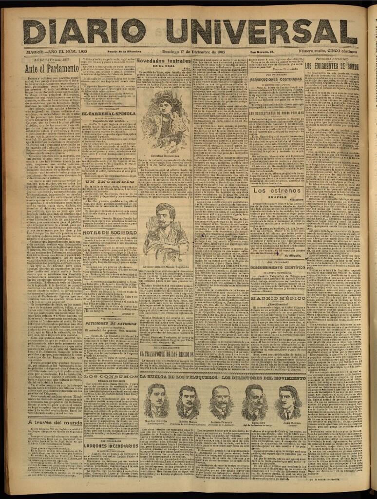Miniatura de Diario Universal del 17 de diciembre de 1905, edición de tarde