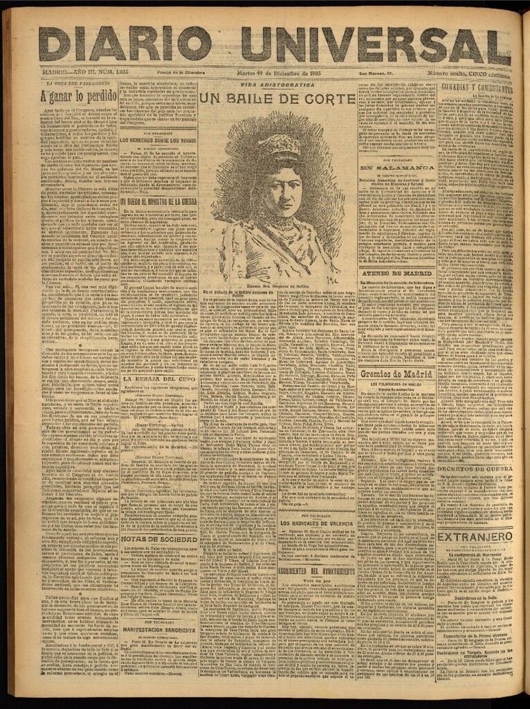 Miniatura de Diario Universal del 19 de diciembre de 1905, edición de noche