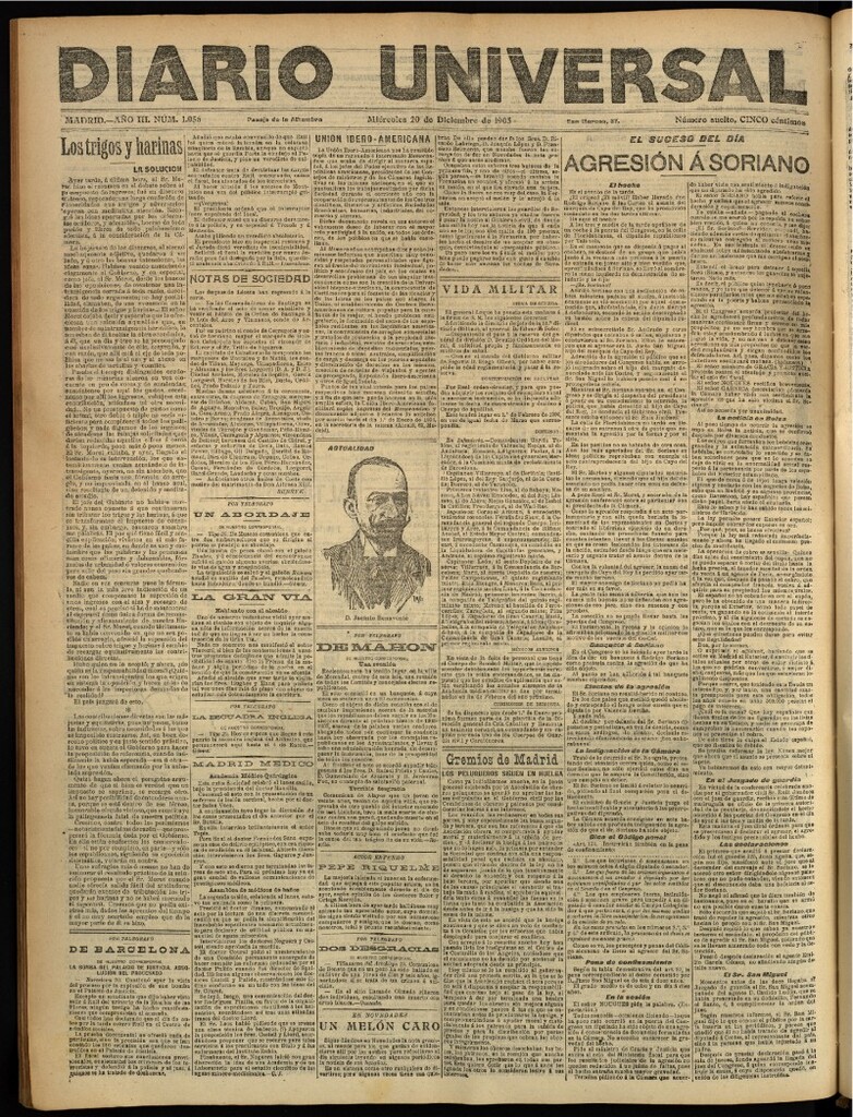 Miniatura de Diario Universal del 20 de diciembre de 1905, edición de tarde