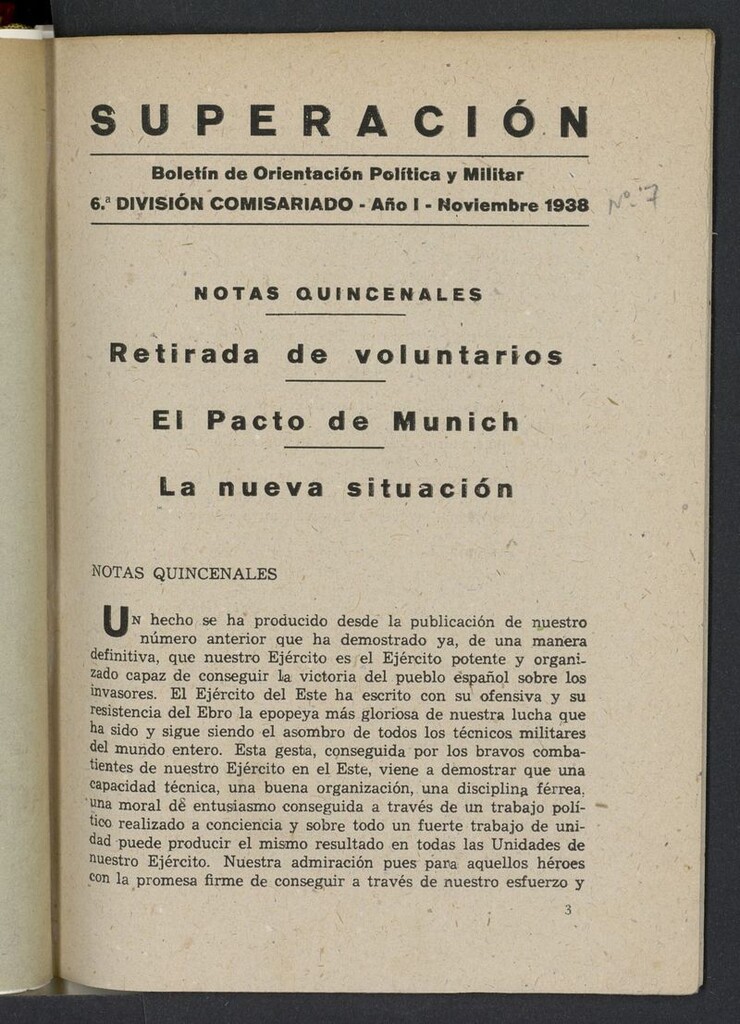 Miniatura de Superación: boletín de orientación política y militar