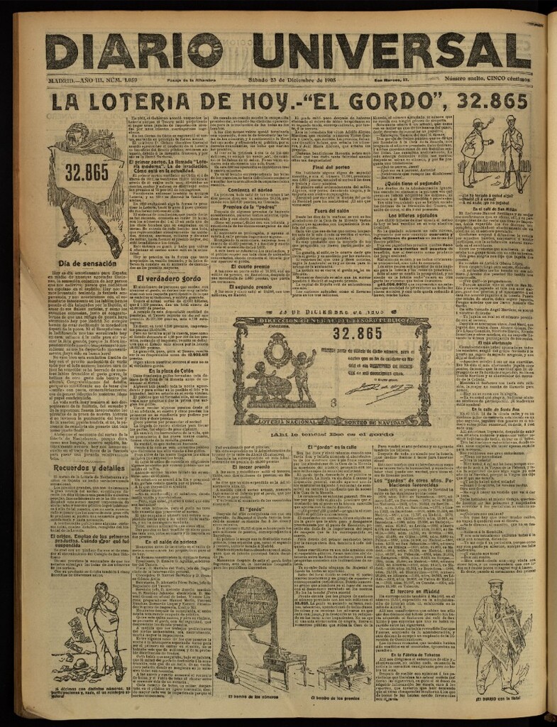 Miniatura de Diario Universal del 23 de diciembre de 1905, edición de tarde