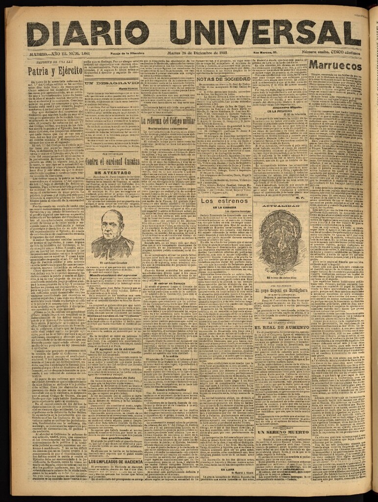 Miniatura de Diario Universal del 26 de diciembre de 1905, edición de noche