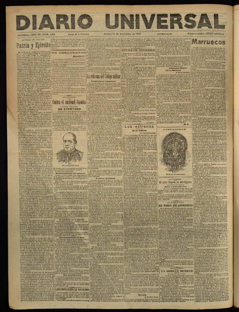 Miniatura de Diario Universal del 26 de diciembre de 1905, edición de tarde