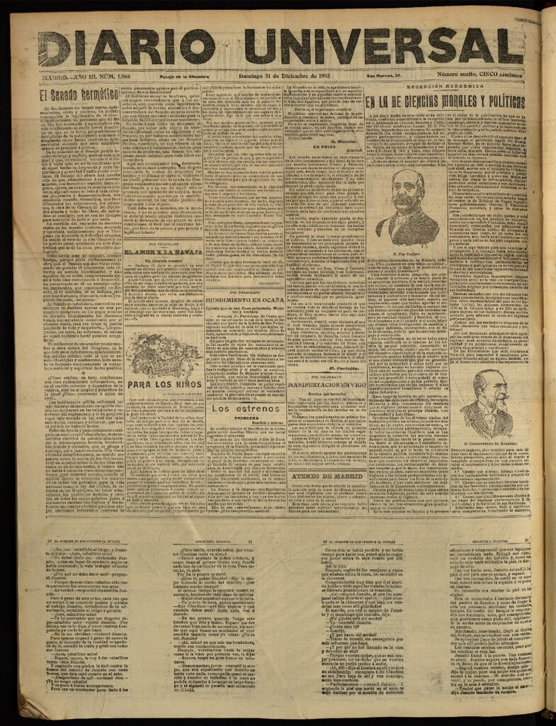 Miniatura de Diario Universal del 31 de diciembre de 1905, edición de tarde