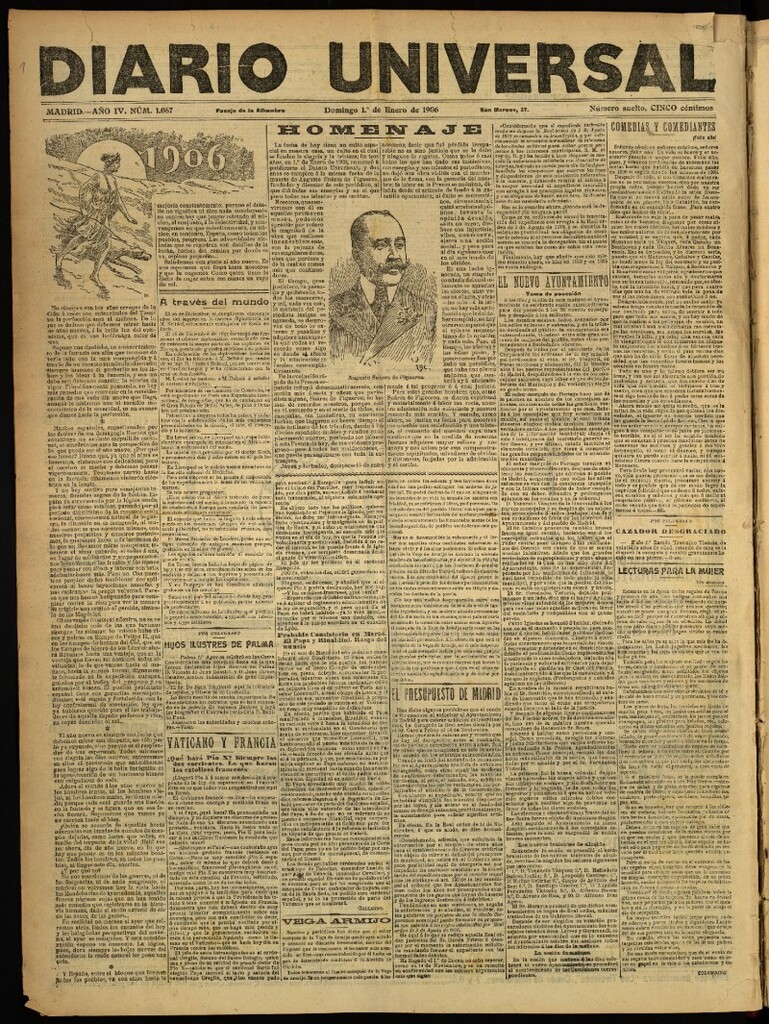 Miniatura de Diario Universal del 1 de enero de 1906, edición de noche