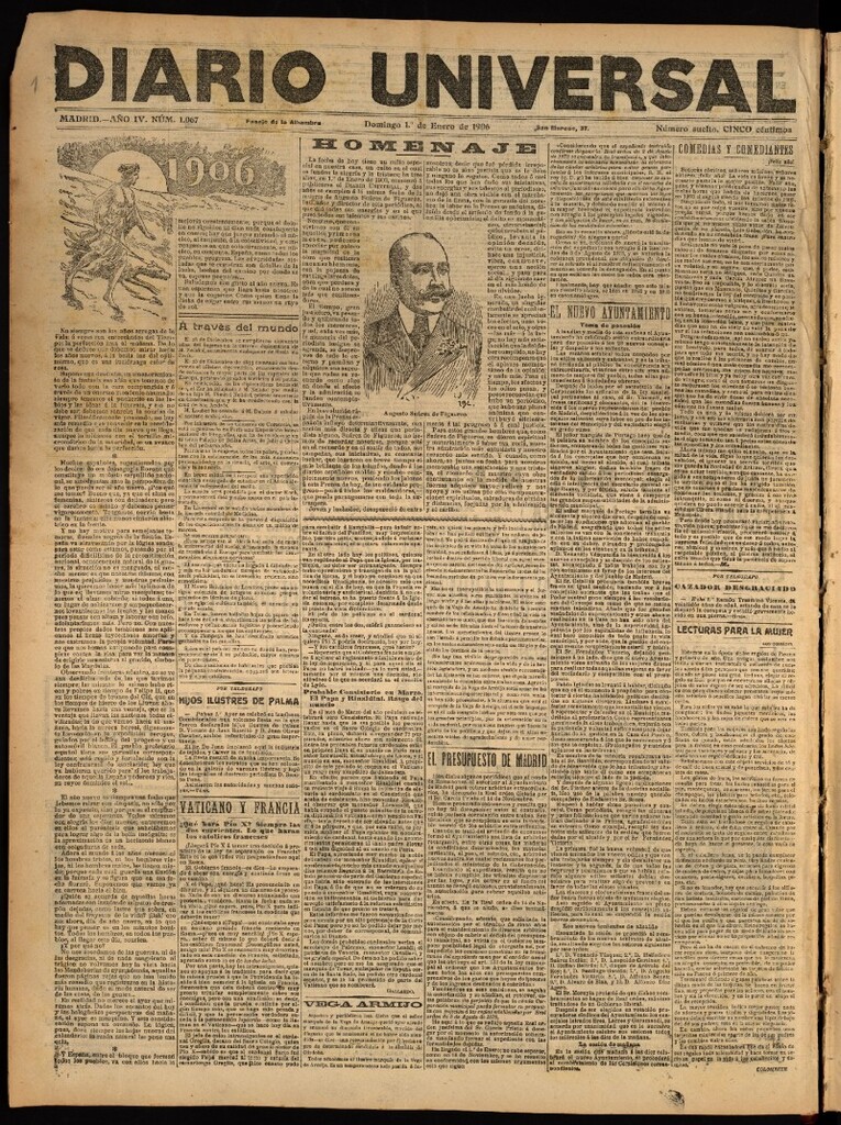 Miniatura de Diario Universal del 1 de enero de 1906, edición de tarde