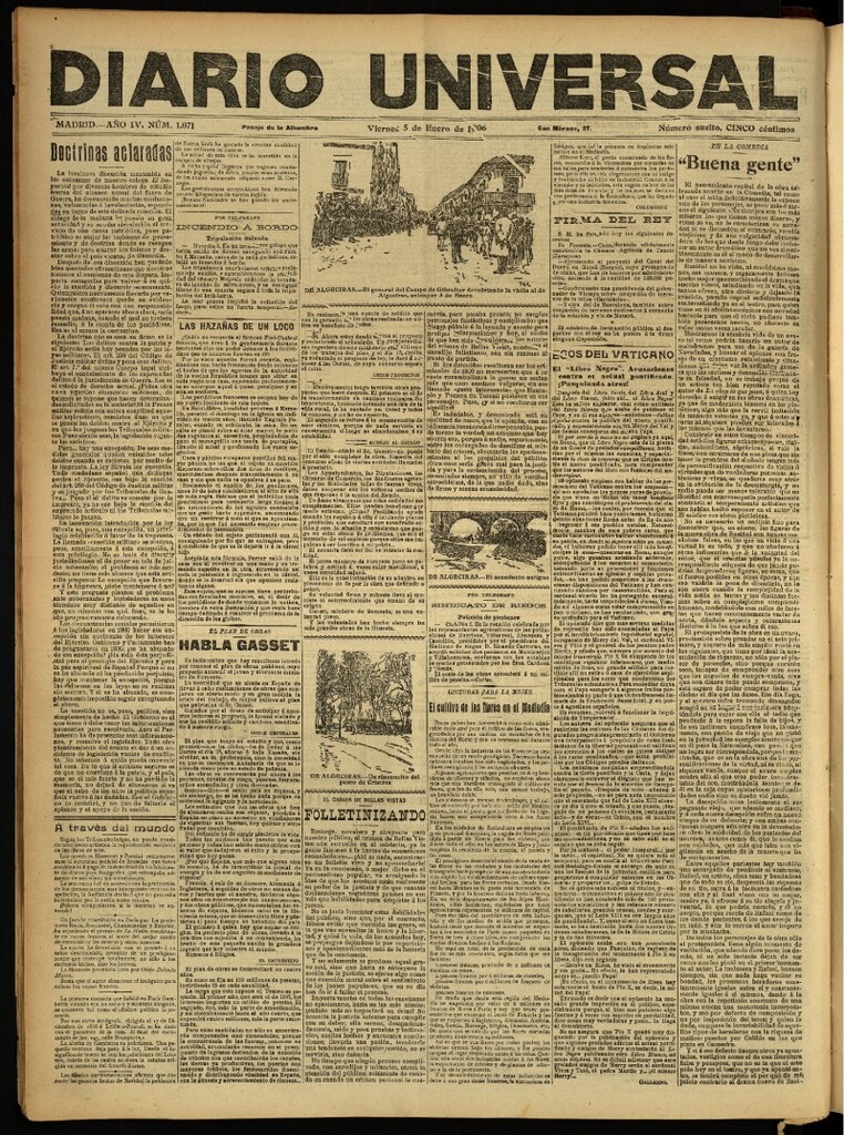 Miniatura de Diario Universal del 5 de enero de 1906, edición de noche