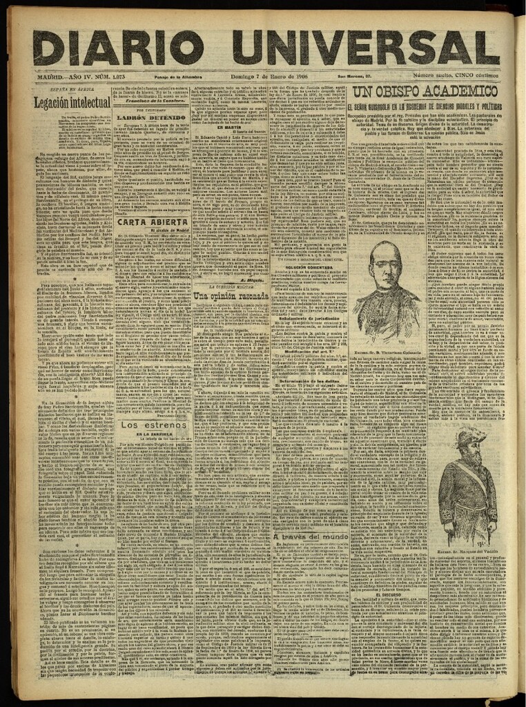 Miniatura de Diario Universal del 7 de enero de 1906, edición de noche