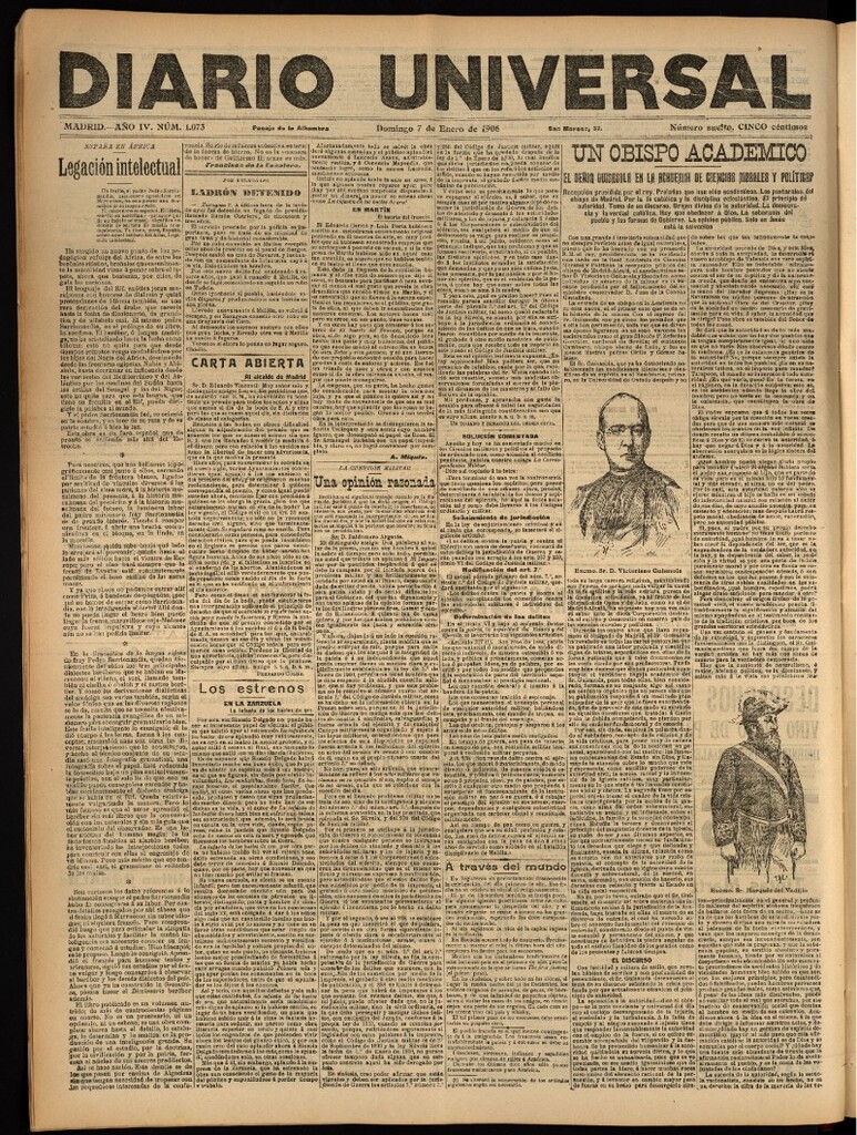 Miniatura de Diario Universal del 7 de enero de 1906, edición de tarde