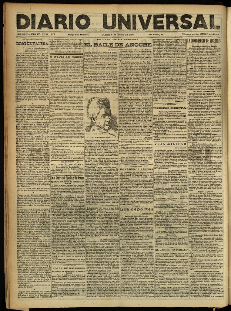 Miniatura de Diario Universal del 9 de enero de 1906, edición de noche