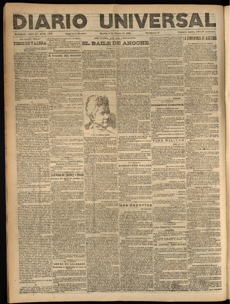 Miniatura de Diario Universal del 9 de enero de 1906, edición de tarde
