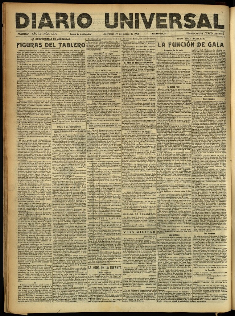 Miniatura de Diario Universal del 10 de enero de 1906, edición de noche