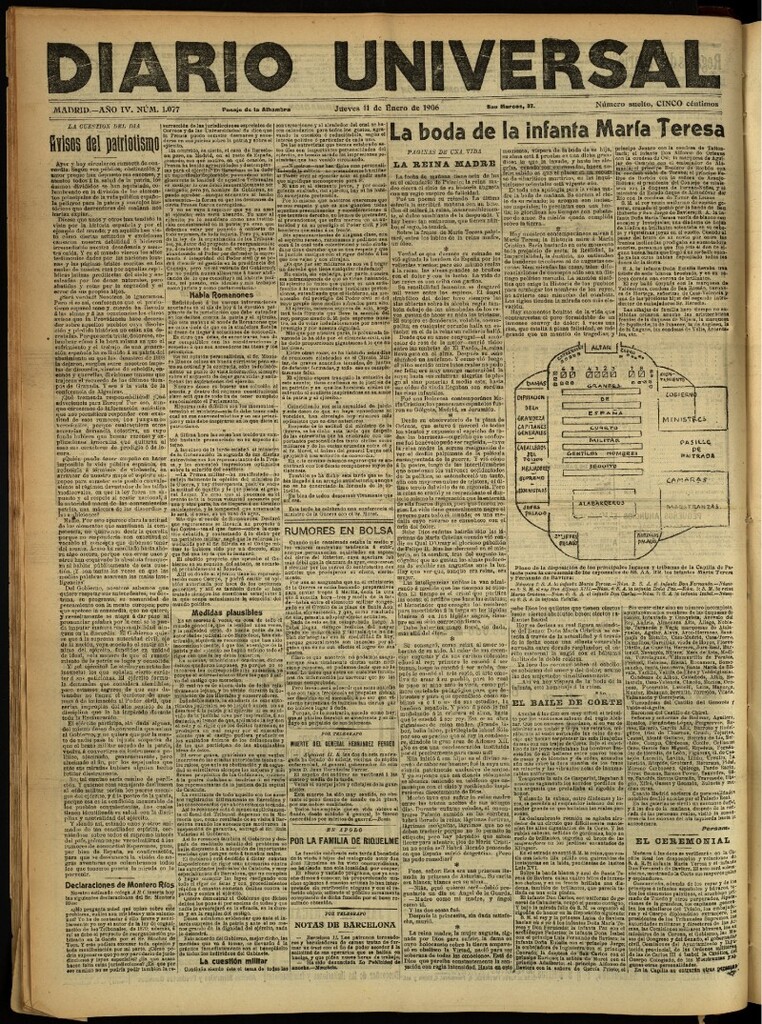 Miniatura de Diario Universal del 11 de enero de 1906, edición de noche