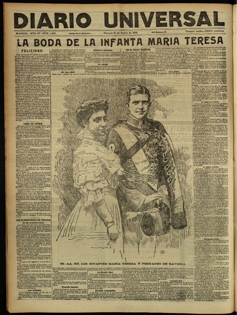 Miniatura de Diario Universal del 12 de enero de 1906, edición de noche