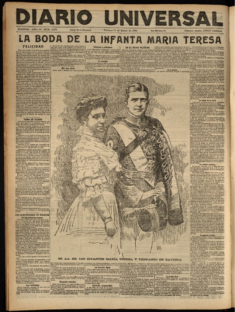 Miniatura de Diario Universal del 12 de enero de 1906, edición de tarde